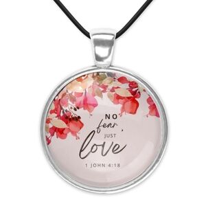 Floral Pendant Necklace with Inspirational Quote